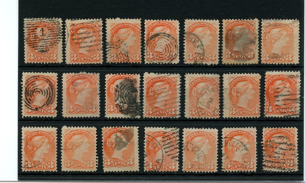 3 cent Small Queen Lot various cancels  used Canada