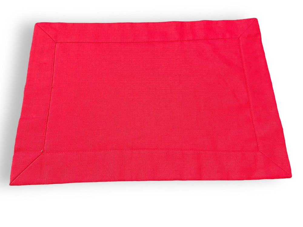 10 Classic Red Hemstitch Rectangular Placements for Christmas Holidays All Year