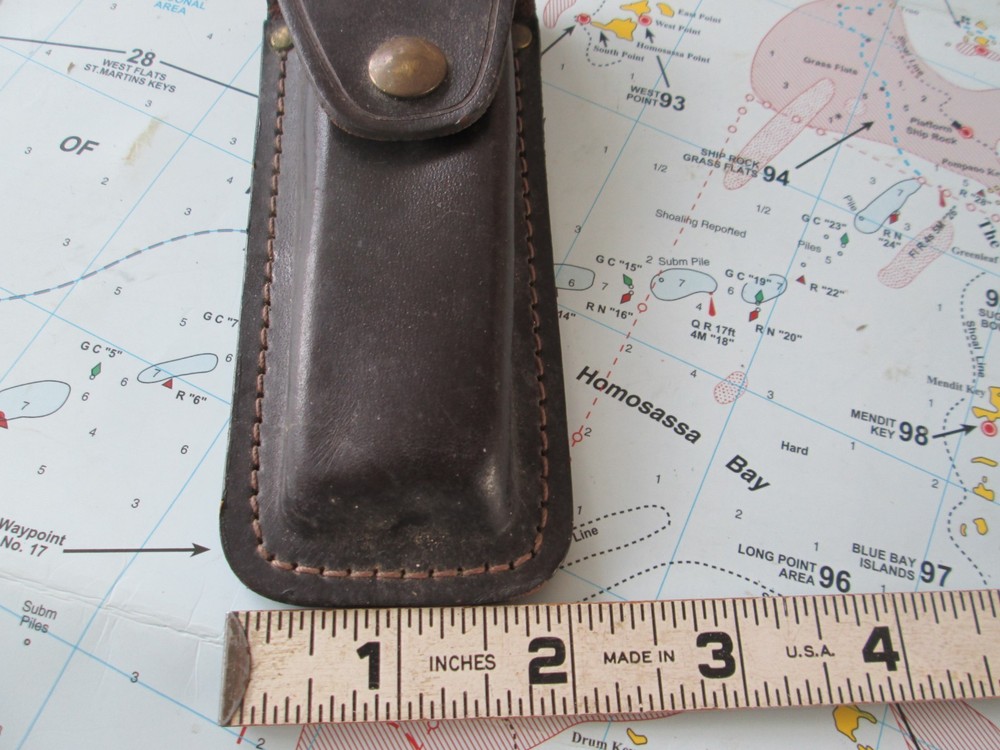 Black Genuine Leather Folding Knife Sheath **NO KNIFE**