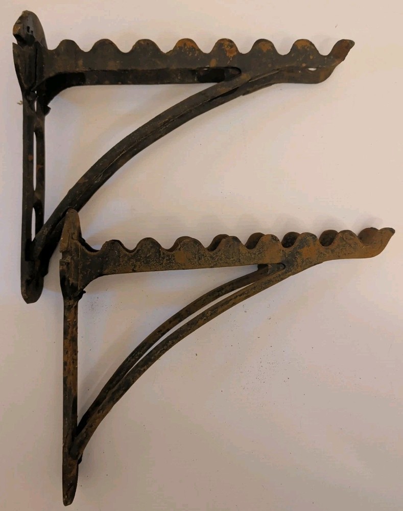Antique Cast Iron General Store Bracket Shovel Rake Tool Wall Rack Barn