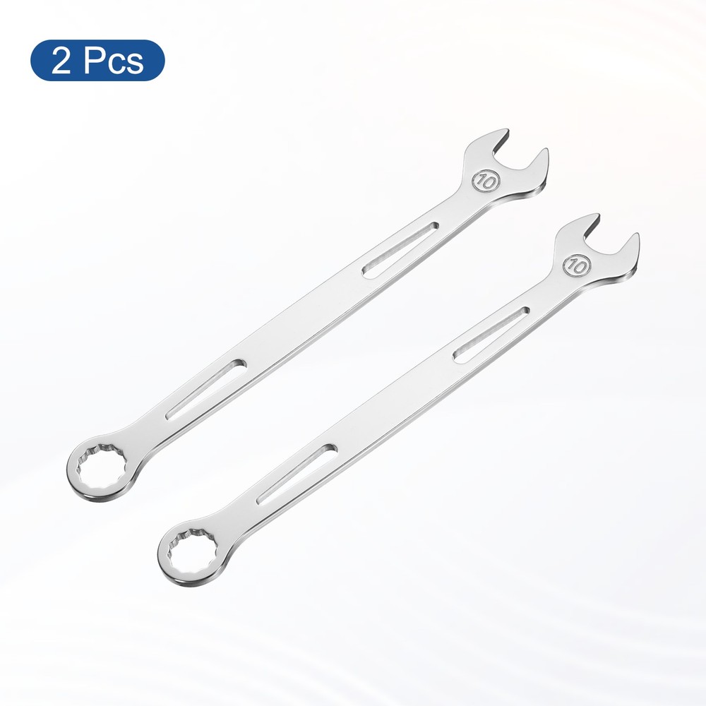 2Pcs 10mm Combination Wrench Thin Metric 12-Point Box and Open End Spanner