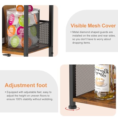 Mini Floor Standing Coffee Bar Shelf,3-Tier Small Coffee Table,Corner