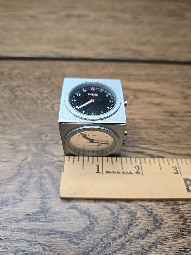 Virgin Atlantic Vintage Here There Rotating Cube Desk Clock NOT WORKING