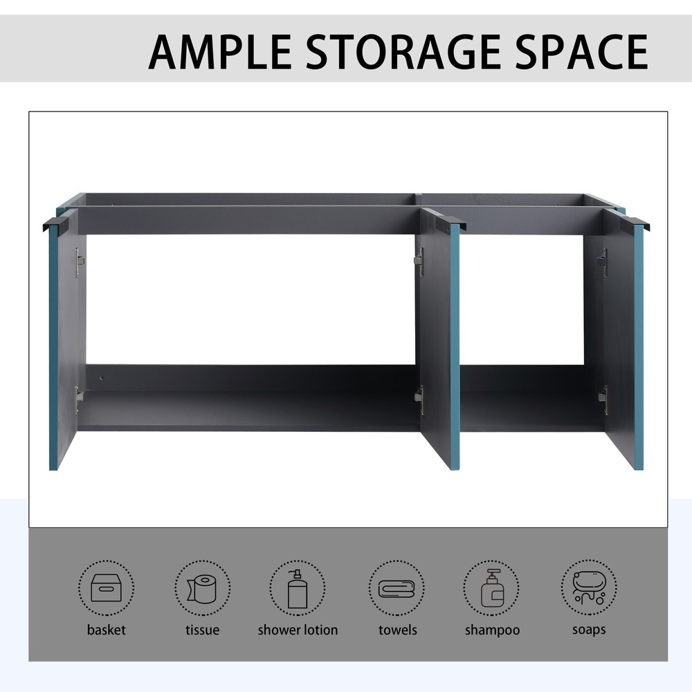 48" Wall Mounted Bathroom Vanity & 3 Soft-Close Doors, KD-Packing ( Excluding