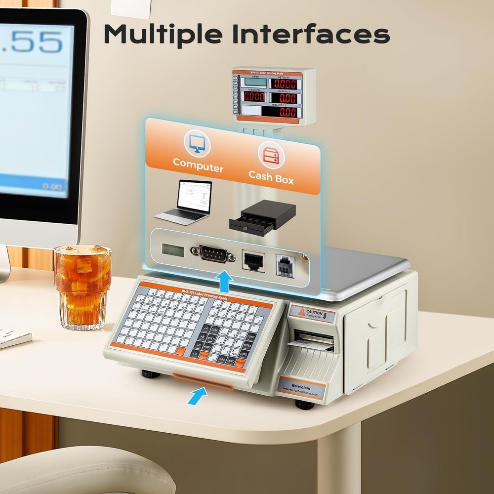 Label Printing Scale 66 Lbs Capacity Price Computing Pole Display
