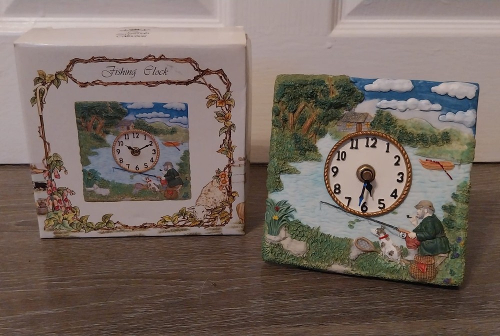 The Leonardo Collection Ceramic Clock Fishing Scene- Working
