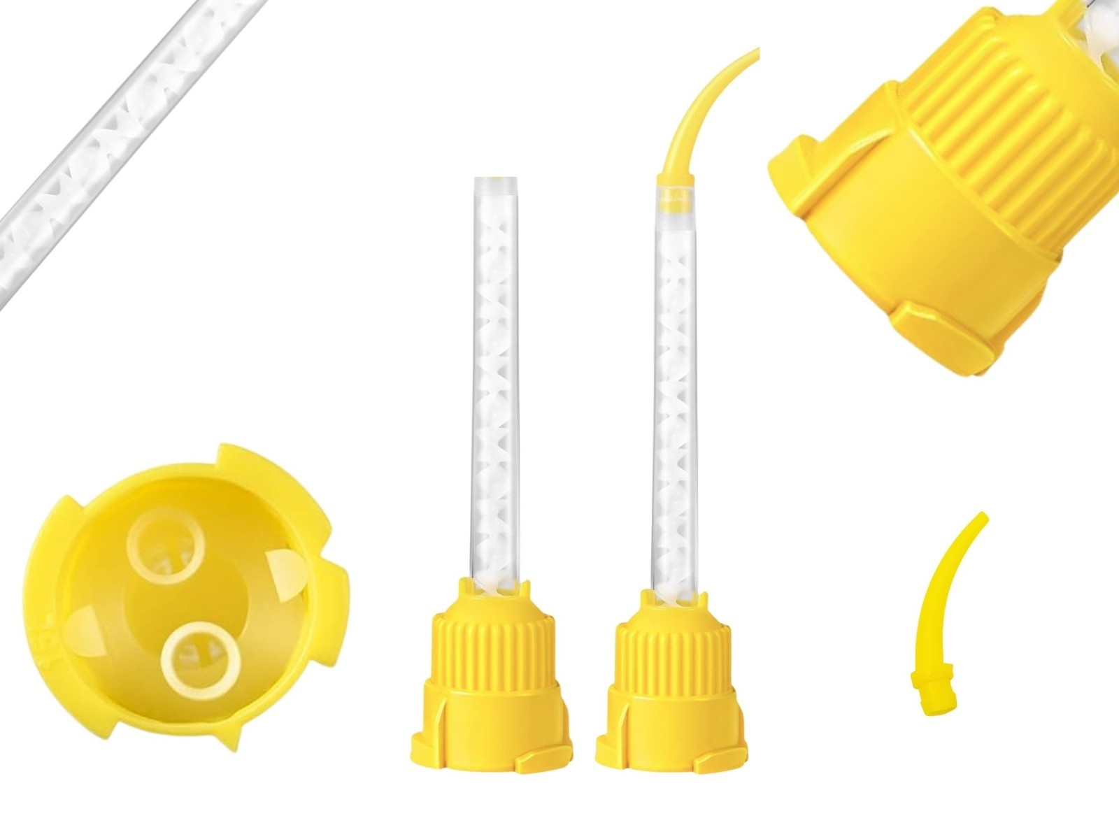 Short Dental Mixing & Intra-Oral Tips 100-Pack, 1:1 Ratio, Yellow 5 cm