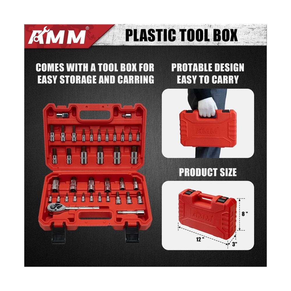 AMM 38PCS Master Allen Socket Set，SAE and Metric Hex Bit Socket... Fast U