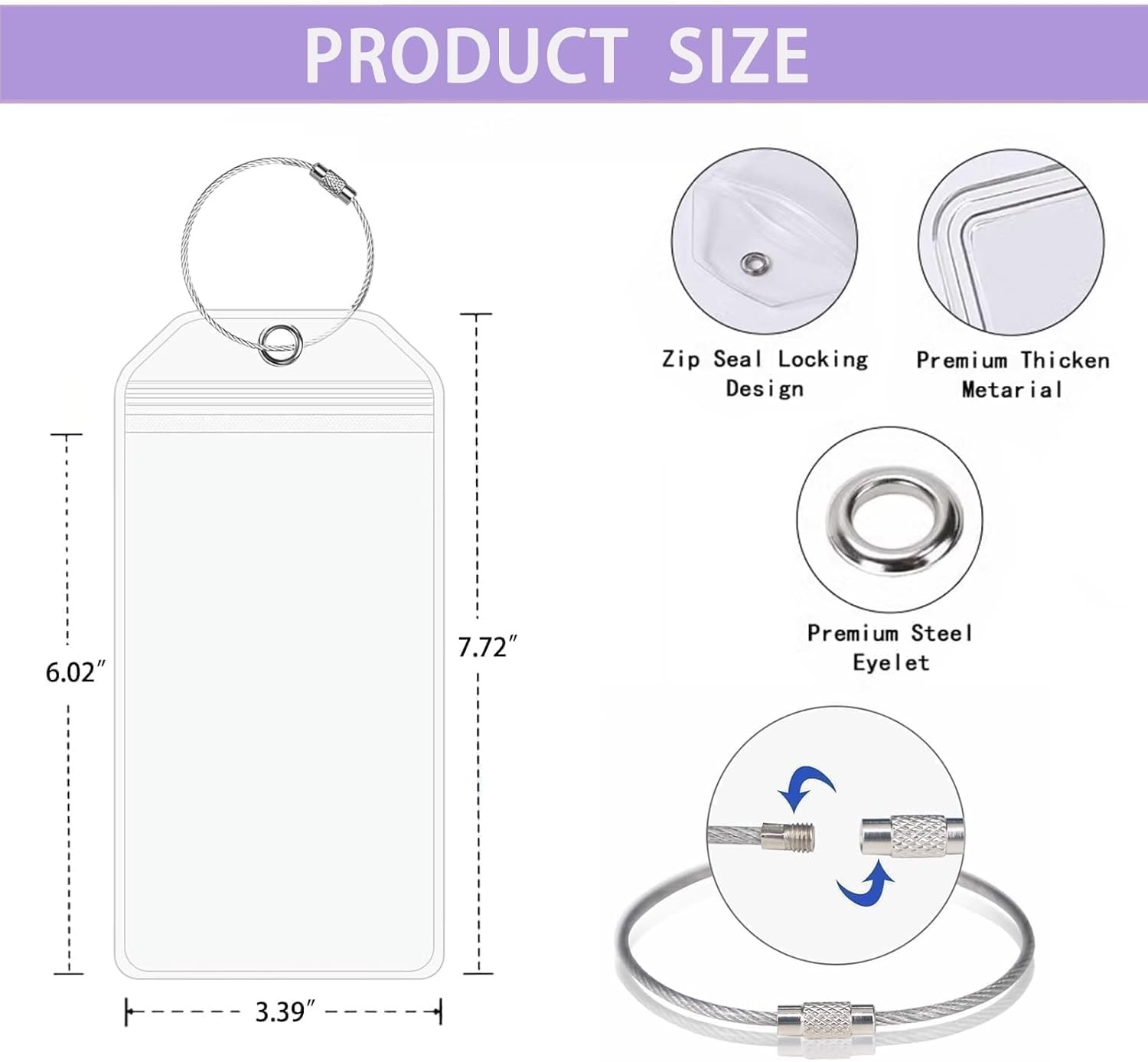 6 Pack 7.72"*3.62" Cruise Ship Essentials, Wide Waterproof Luggage Tags for S...