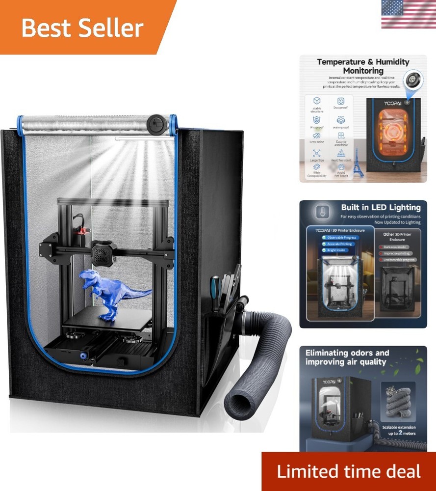 LED Illuminated 3D Printer Enclosure with Constant Temperature & Noise Isolation