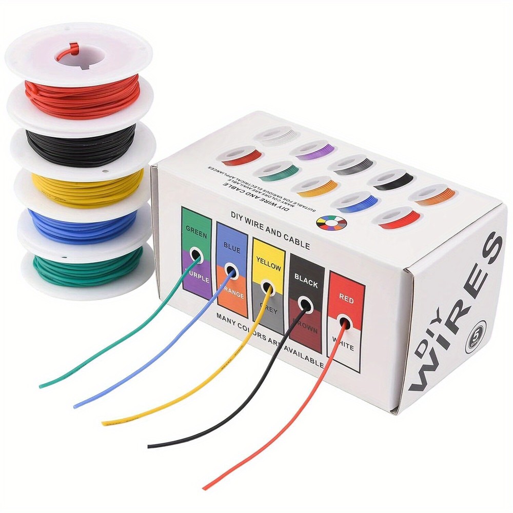 26/30 AWG Silicone Wire Kit 32.8ft Spools in 5 Vibrant Colors Flexible & Durable