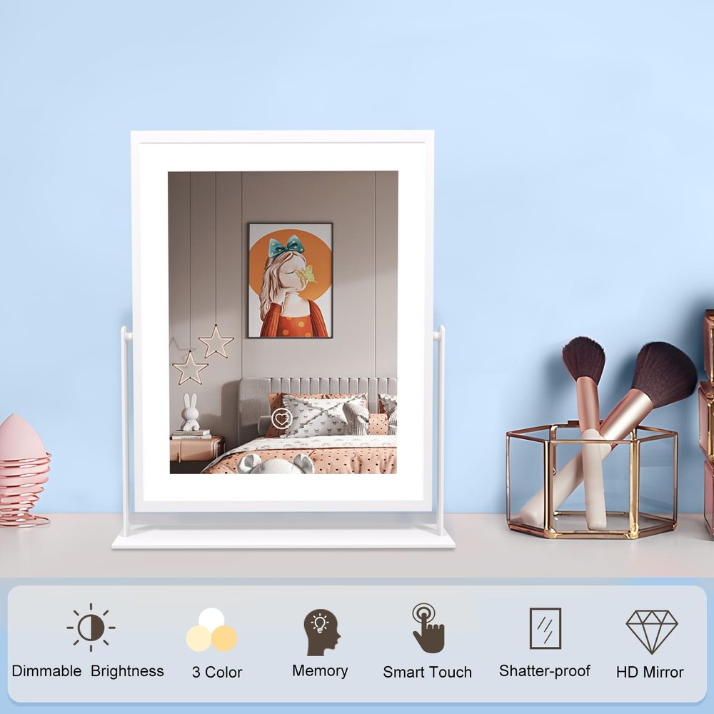 Beelux Vanity Mirror with Lights, 11 Makeup Mirror with Dimmable Light, Smart...