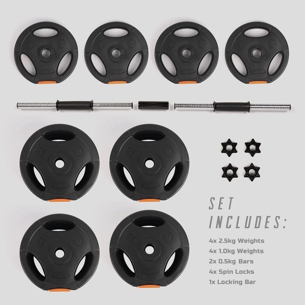 Compact 15kg Dumbbell and Barbell Set: Versatile Weight Training Solution