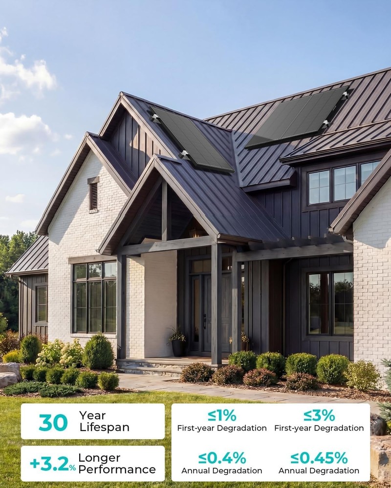 400 watt，2 Pack 200W Solar Panels N-Type 18BB 25.6% Conversion Efficiency for PV