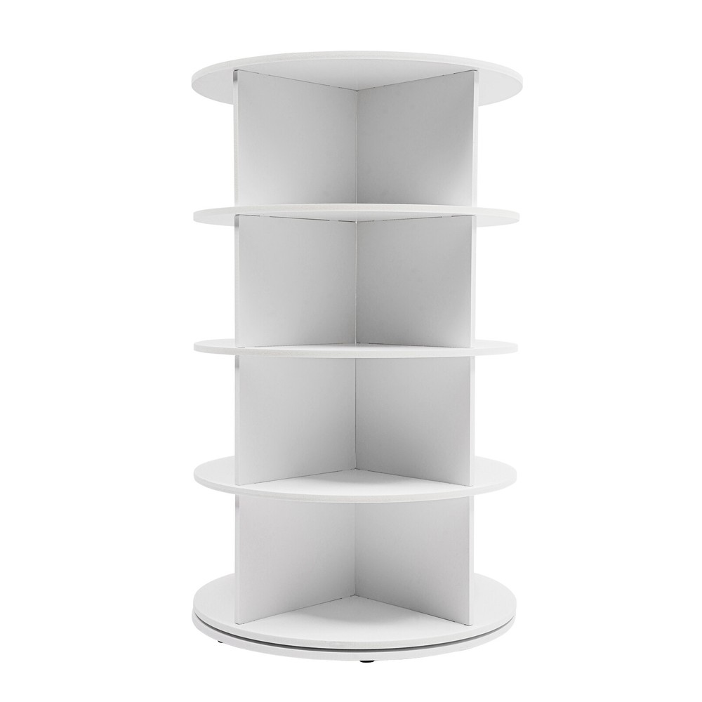 4-Tier White Rotating Shoe Rack, Durable Free-Standing Organizer