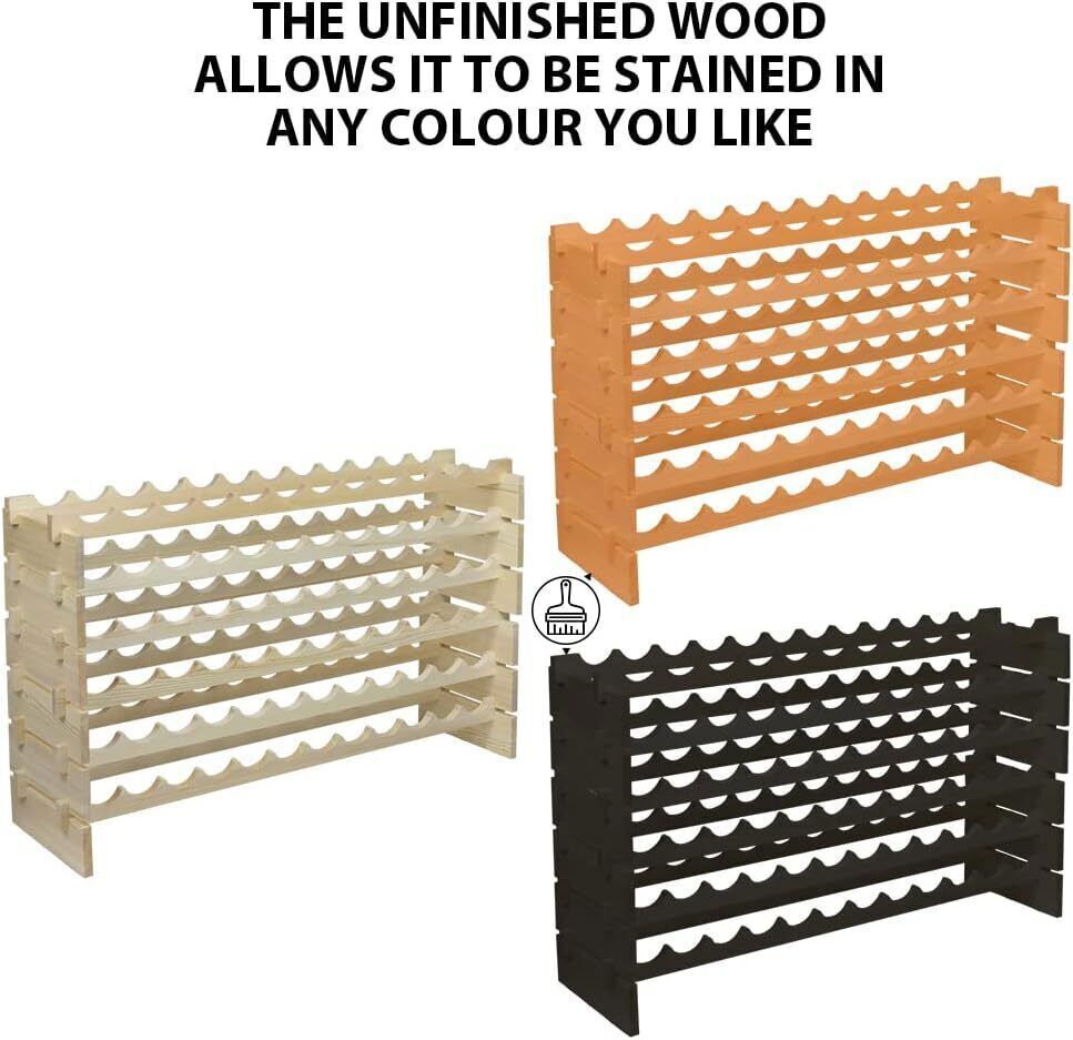 2PCS 72 Bottles Wine Rack Holder Stackable Storage 6 Tier Solid Wood Display