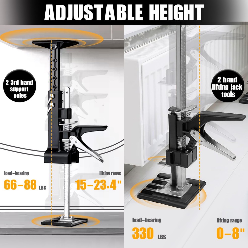2PCS Cabinet Jacks for Installing Cabinets, Labor Saving Arm Jack with 330 LB...