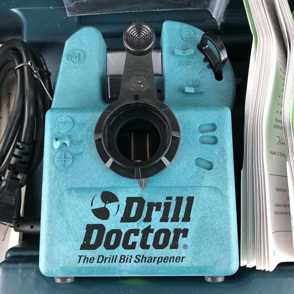 Drill Doctor Model 500 Drill Bit Sharpener With Case, Manual & VHS Tape Open Box
