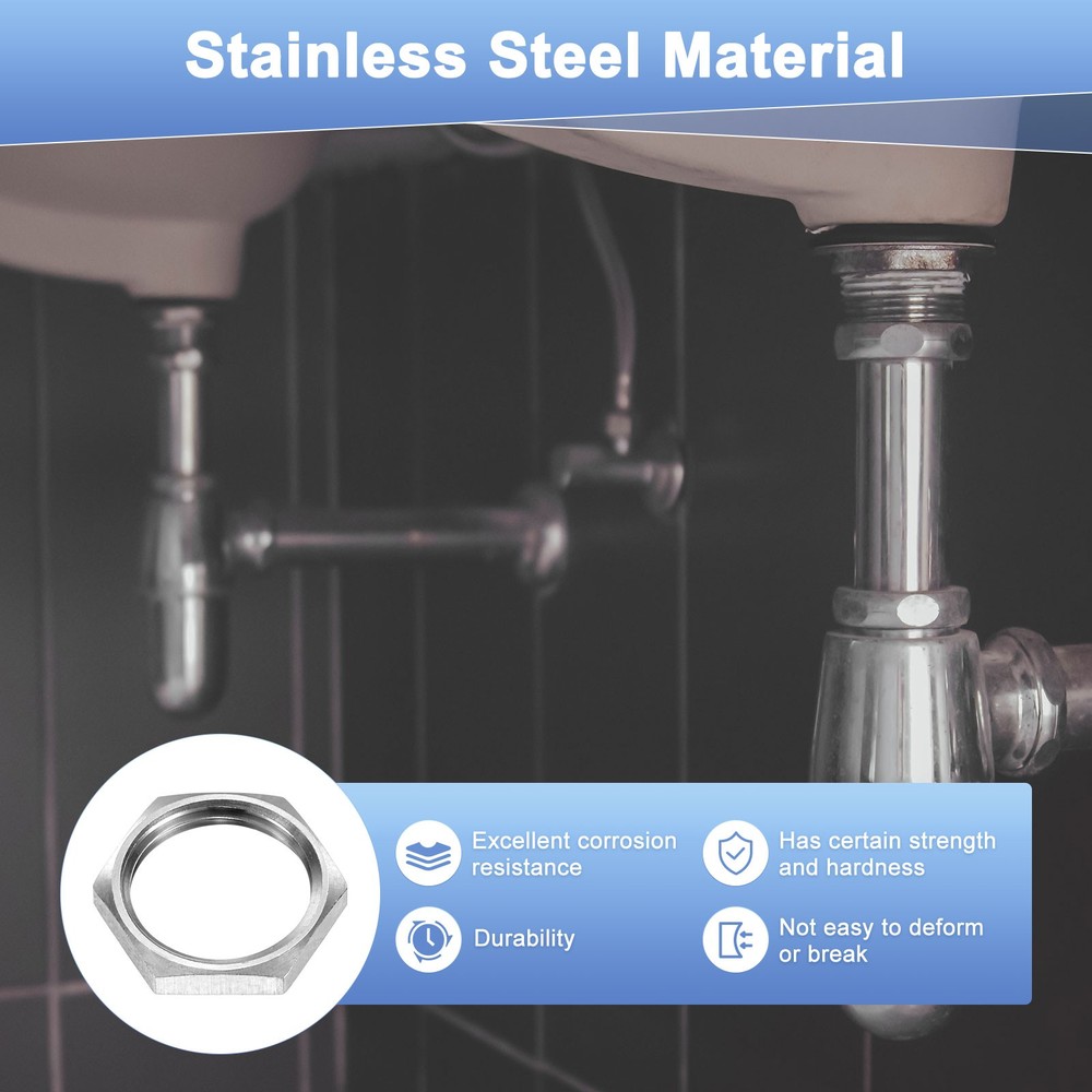 2-Pack Cast Pipe Fitting Hex Locknut, NPT1/2 Female Thread Hex Locking Nut