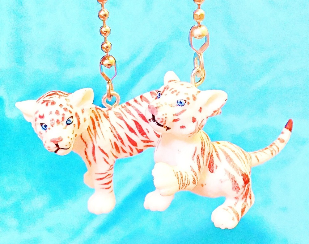 Set of Two ~ BABY WHITE TIGER ~ Ceiling Fan Pulls