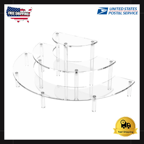 3 Tier Acrylic Display Risers, Half Moon Cupcake Stand, Clear Perfume Organizer