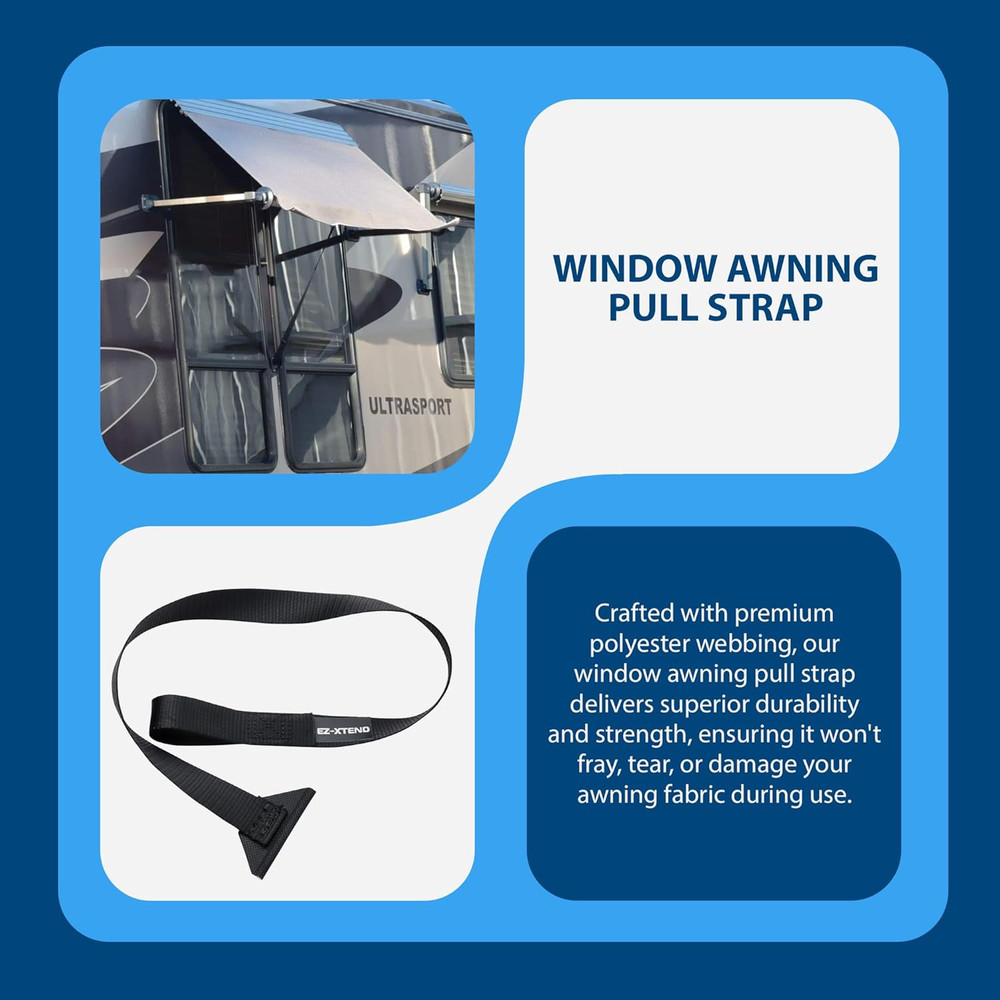 RV Camper Window Awning Pull Strap. Replacement Strap Made with UV Polyester Web