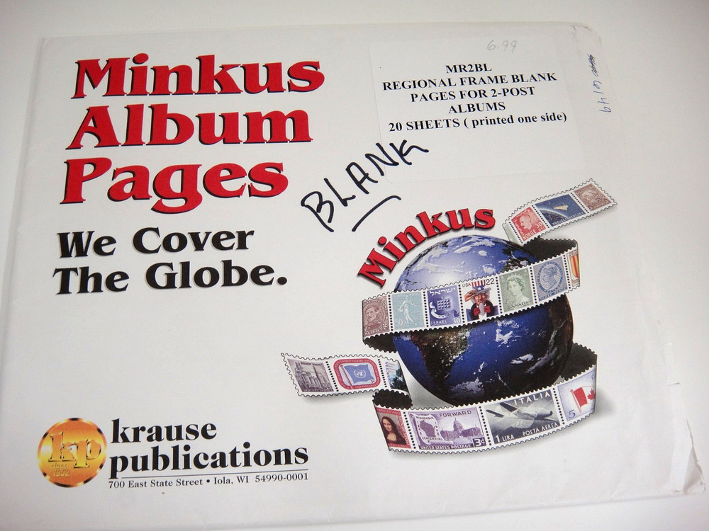 Minkus Regional Frame Blank Border Pages for 2-Post Stamp Albums 20 Sheets