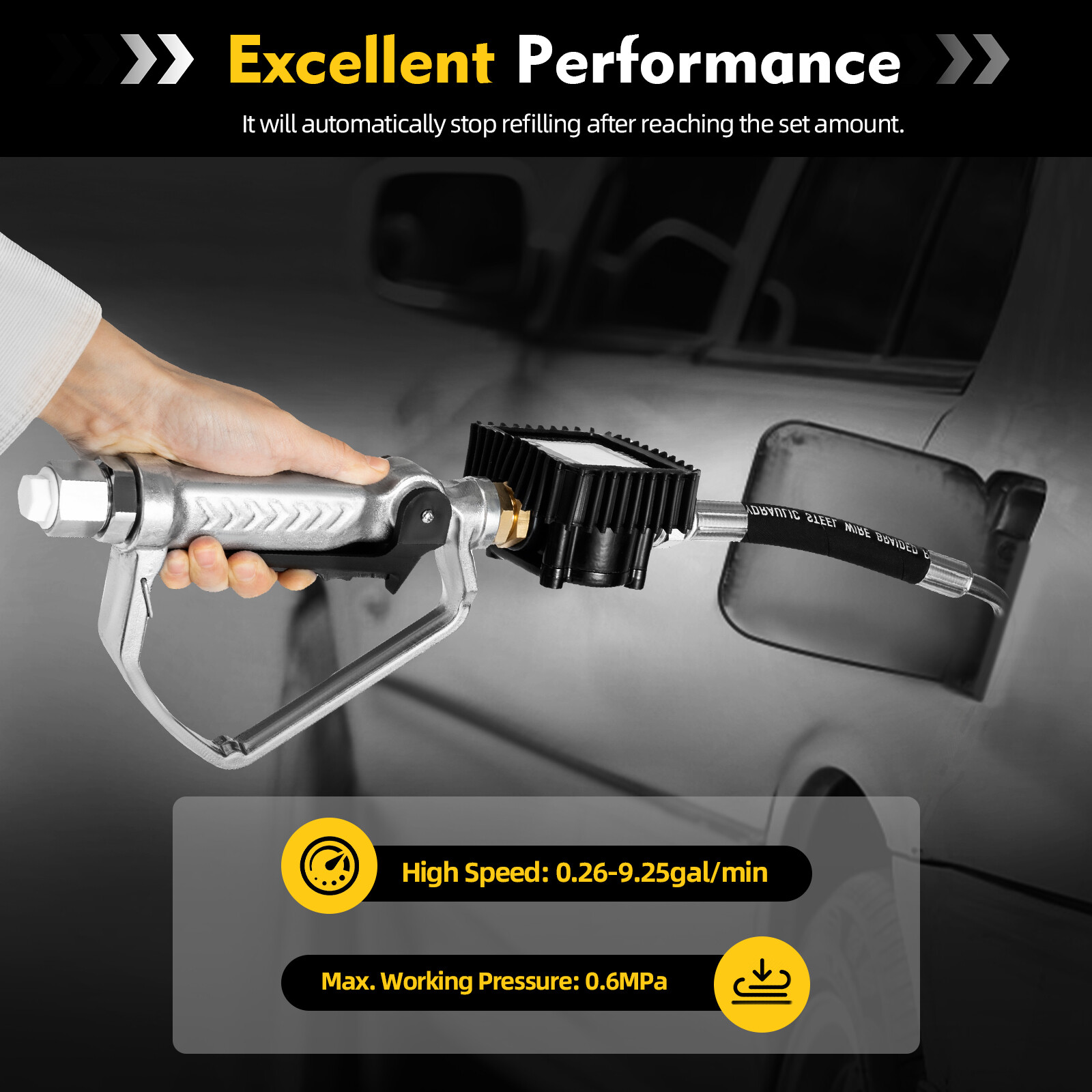 Oil Transfer Delivery Gun Pump Engine Oil Dispenser Nozzle w/ Digital Flow Meter