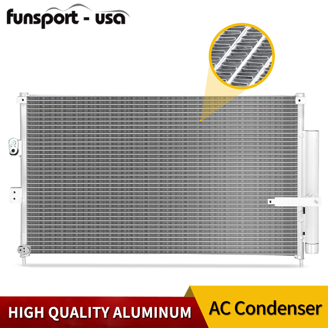 A/C AC Condenser with Receiver Drier for 2006-2011 Honda Civic Sedan Aluminum