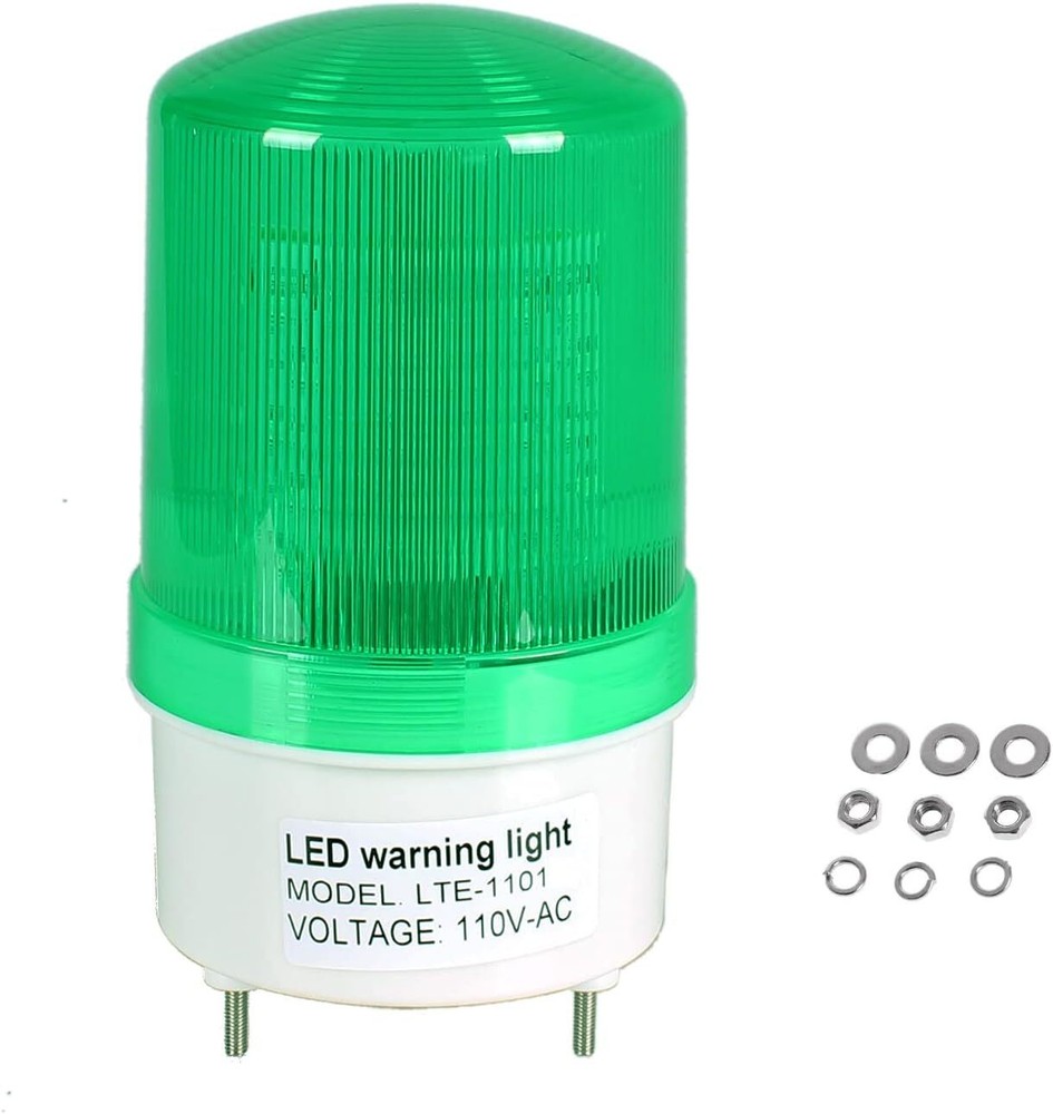 110V Green LED Strobe Warning Light Non Buzzer for Industrial Security Use