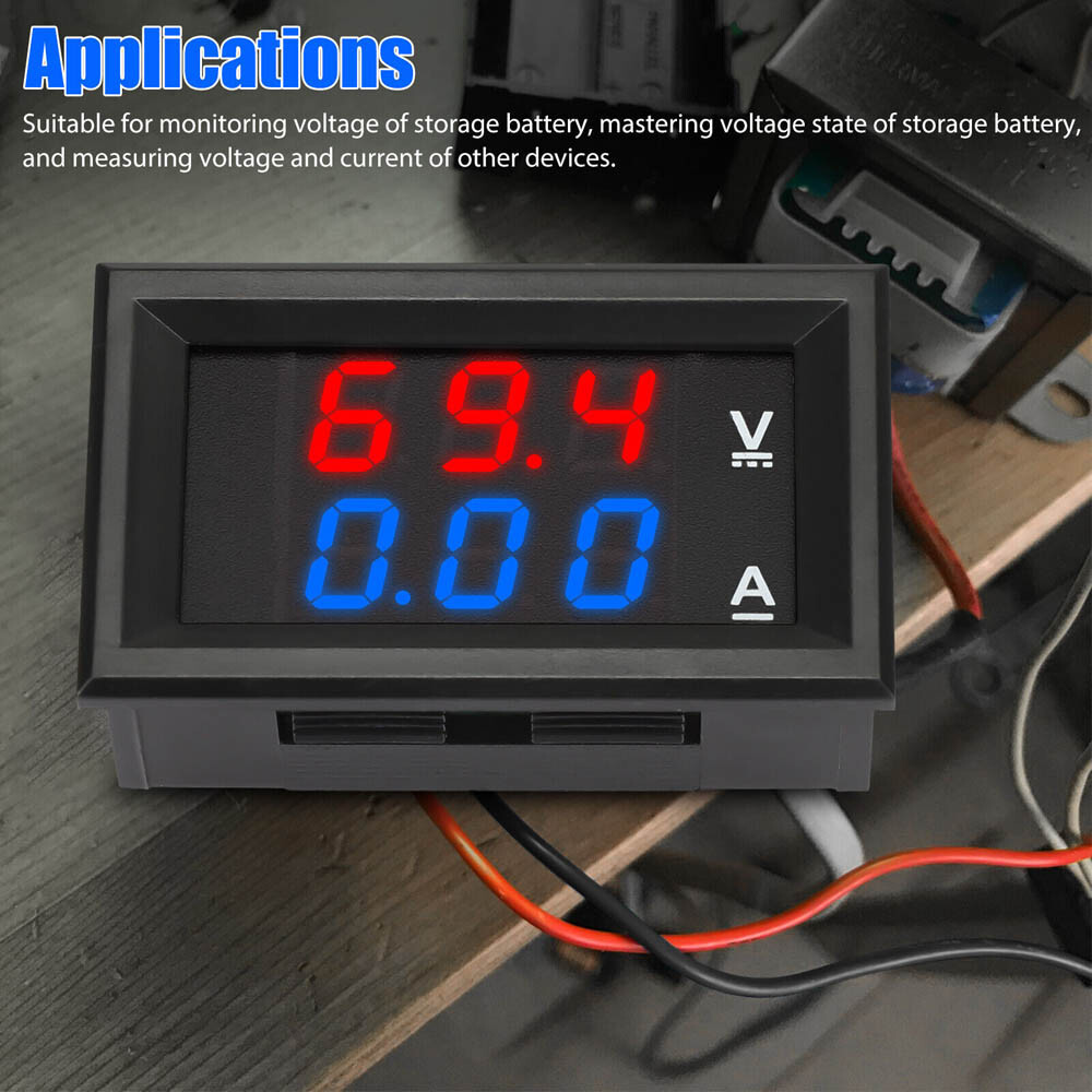 5pcs LED Digital Voltmeter Ammeter Dual Volt Amp Meter Voltage Gauge DC 100V 10A