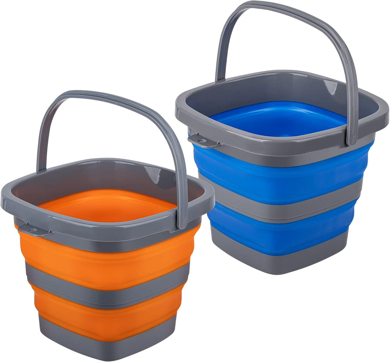 2 Pack Collapsible Plastic Buckets 5L Foldable Rectangular Water Pail Portable