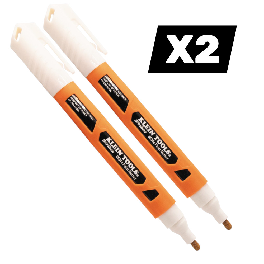Klein Tools 86344 Skribes Paint Marker, White 2-Pack
