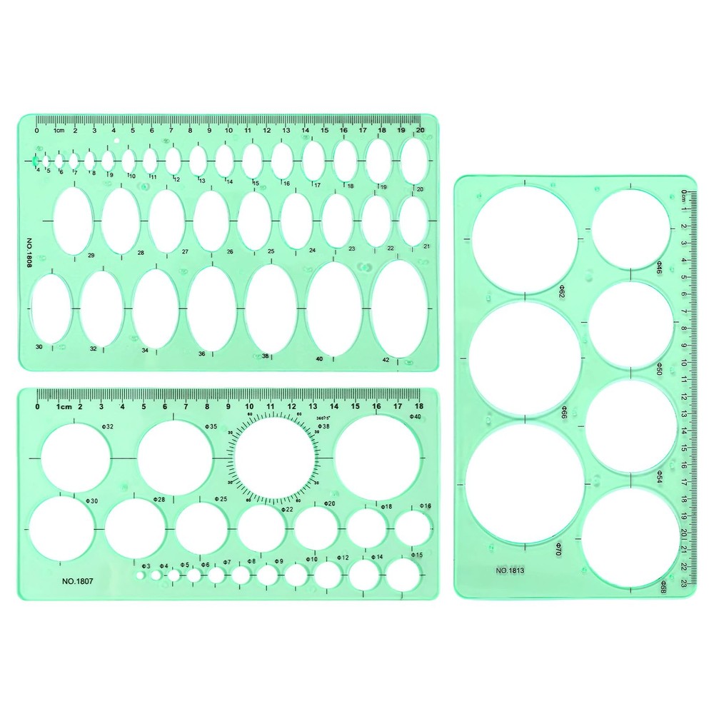 Circle Template Drawing Tool 3 Pack Transparent Plastic Drafting Rulers School