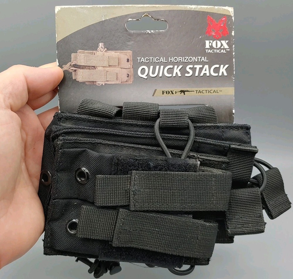 Fox Tactical Horizontal Quick Stack Hold 2 Magazines Black Item No #57-3311 NWT