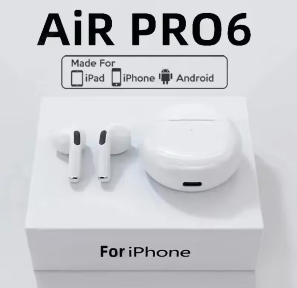 AIR PRO 6 Wireless Bluetooth Earbuds (w/ Button Control and Noise Cancellation)