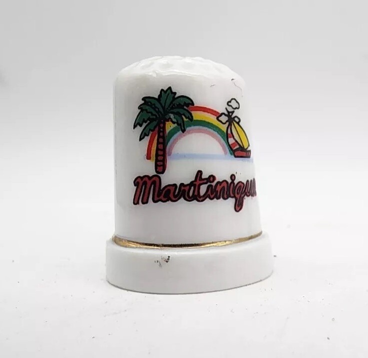 Vtg. Ceramic Martinique Thimble Beach Scene