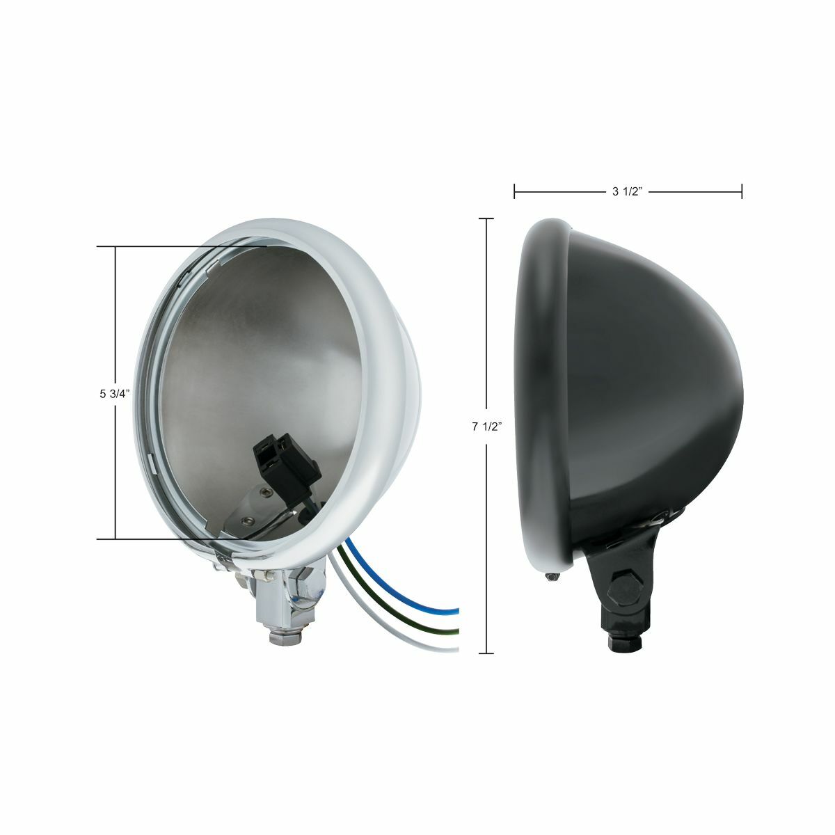 Chrome Motorcycle Headlight Headlamp Bucket Housing Bottom Mount - 5 3/4" Inch