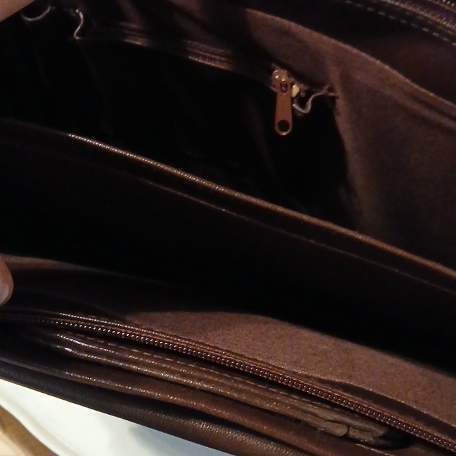 Heritage Brown Briefcase Document Case with Push Lock, Zip, Inner Pockets