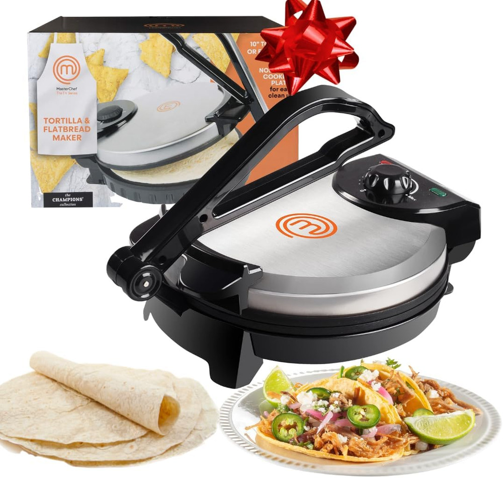 Electric Tortilla Maker - Non-Stick, Adjustable Temp for Perfect Flatbreads