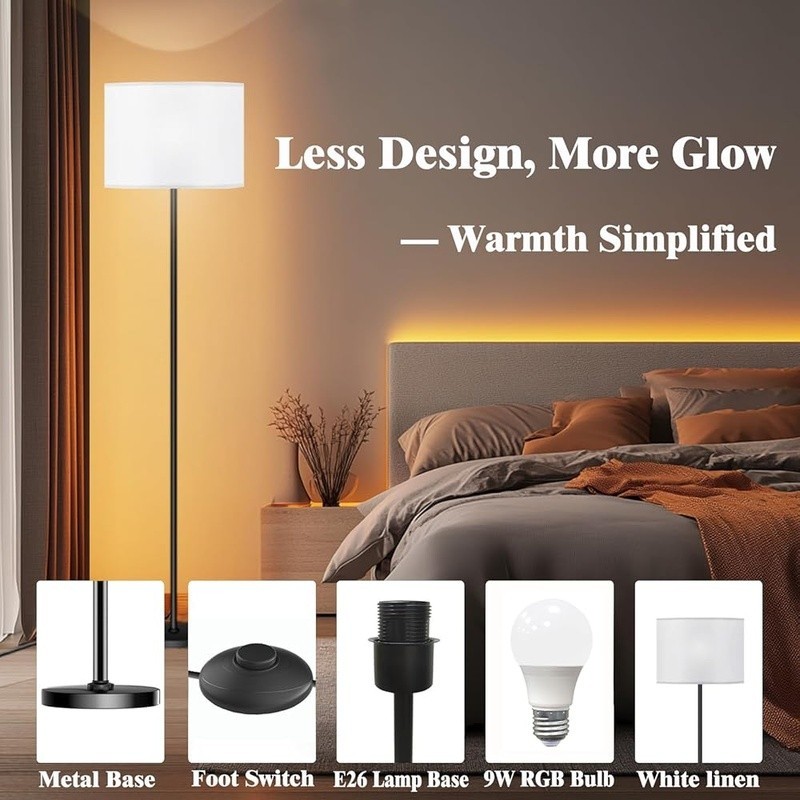 Smart Floor Lamp Remote Control RGB Music Sync Adjustable Brightness Timer New