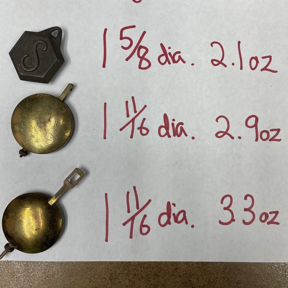 10 NICE ANTIQUE PENDULUM BOBS, Seth Thomas,Ingraham,Ansonia, Sessions,Gilbert 4