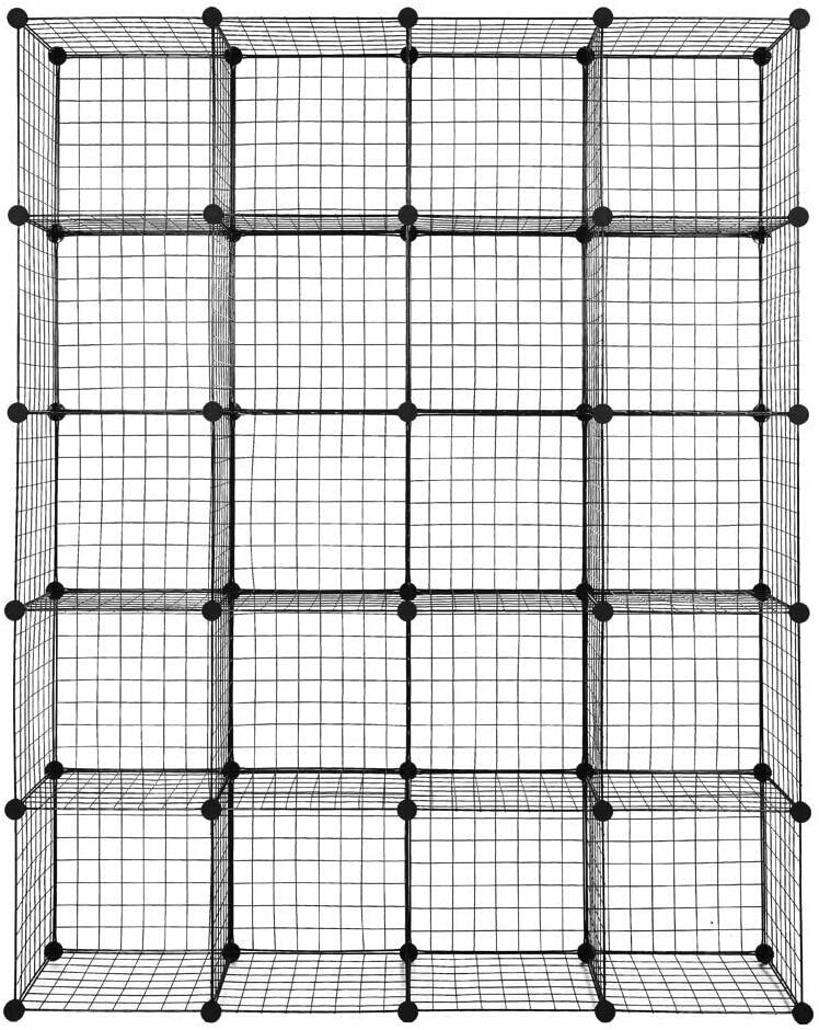 14"x14"Metal Wire Cube Grid Storage Organizer,Modular Shelf Unit Stackable Rack