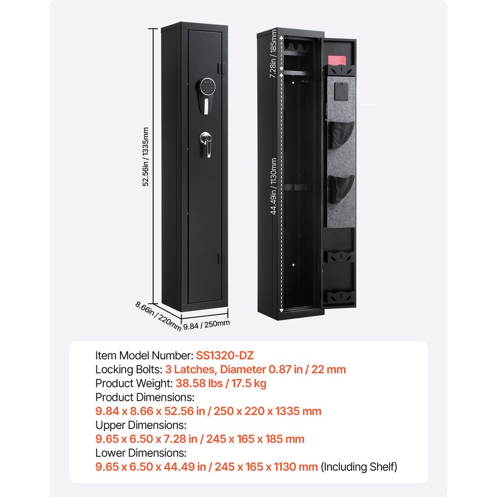 Uimoso Secure Gun Storage with Digital Lock & Adjustable Racks, Assembly Needed