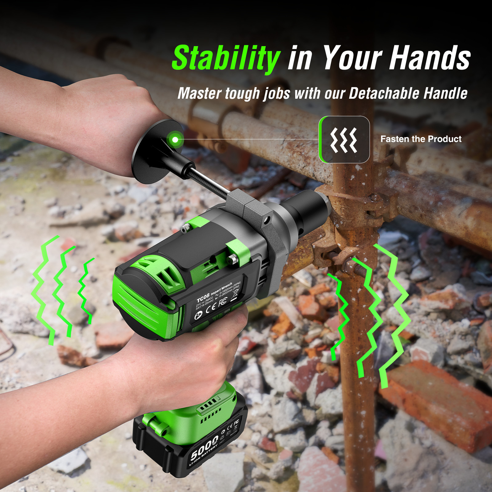 Taskstar 3/4 in Cordless Impact Wrench 2000Nm 1475ft-lbs Electric Impact Gun