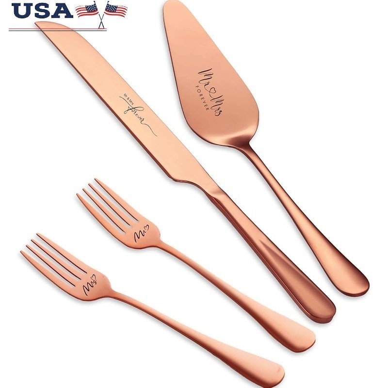 Engraved Wedding Cake Knife & Server Set 4 Pieces Gift Special Occasions New