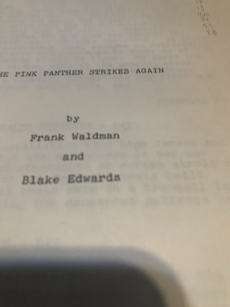 The Pink Panther Strikes Again. Original Shooting Script.