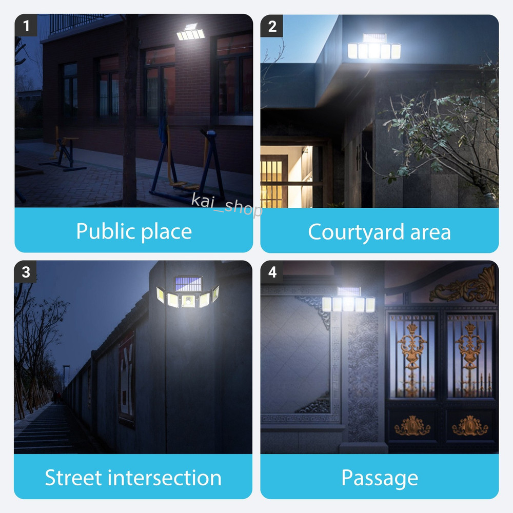 5-Head Solar Wall Light, 300LED, Motion Sensor, Remote Control, Outdoor IP44