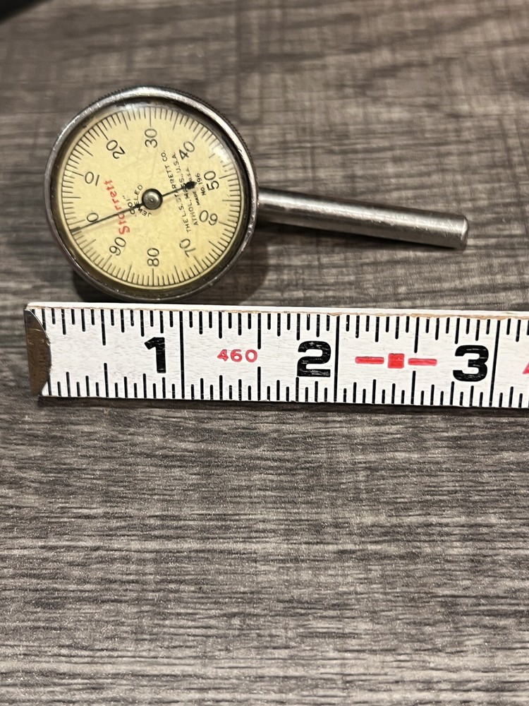 Starrett No. 196B Dial Indicator with extra tips and Original Box