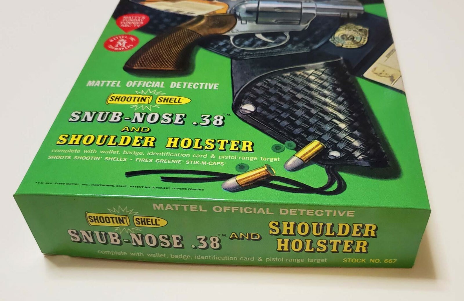Mattel Shootin' Shell Snub Nose .38 Empty Box for Detective Gun & Holster Read